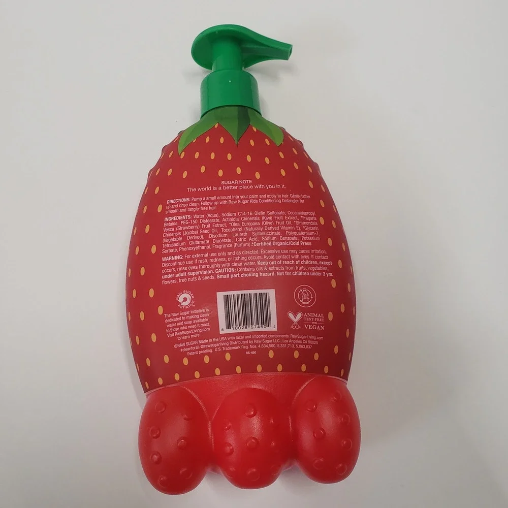 Raw Sugar Shampoo + Conditioner Kids 12oz Strawberry Kiwi 2-in-1 Monster NEW